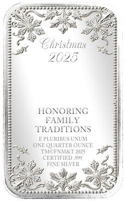 Limited Edition Christmas Silver Bars - Lincoln Treasury