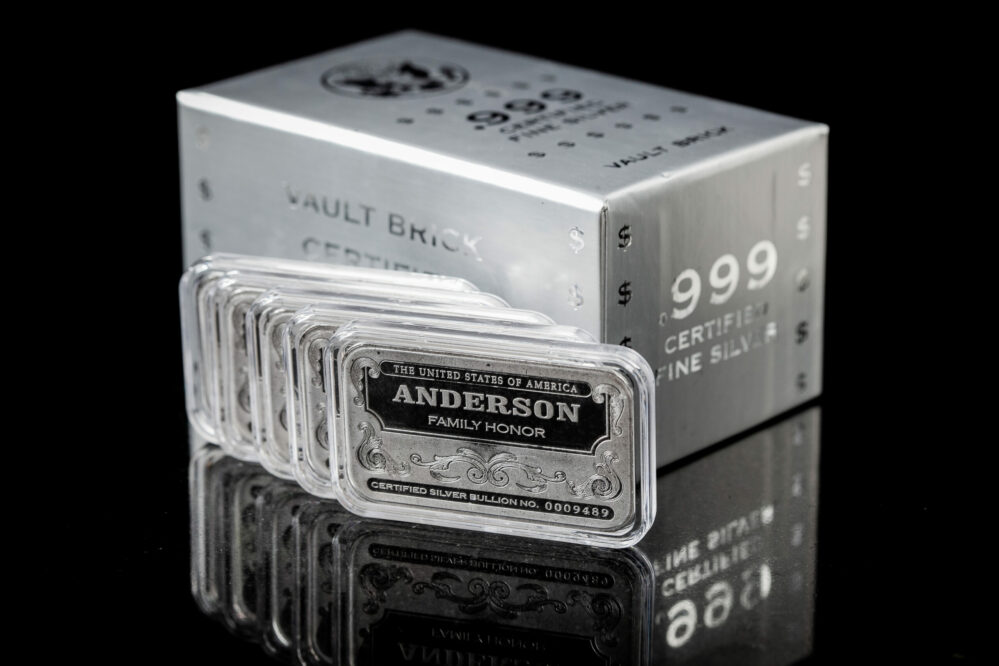 'Personalized Name' Family Honor Silver Bars, Stack of 5, .999 Certified Fine Silver