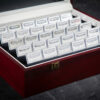 Wooden Display Chest with 30 Personalized Silver Bars, .999 Fine Silver, Close-Up View