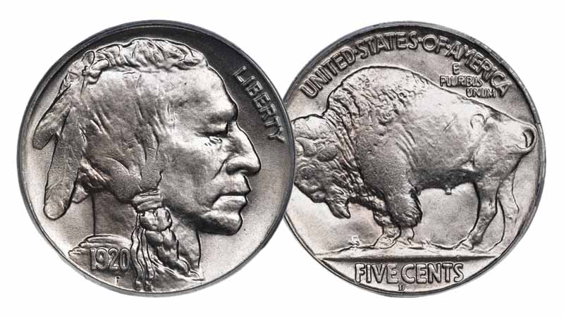 1920 Buffalo Nickel with Indian Head Obverse