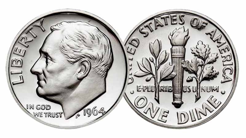 1964 Roosevelt Dime - 90% Silver