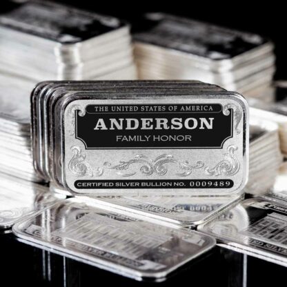 'Personalized Name' Family Honor Silver Bars, Certified Silver Bullion