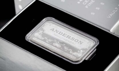 'Personalized Name' Family Honor Silver Bars, Stack of 5 in a Vault Brick Box, .999 Certified Fine Silver