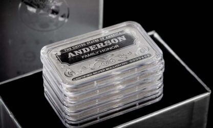 'Personalized Name' Family Honor Silver Bars, Stack of 5, Certified Silver Bullion