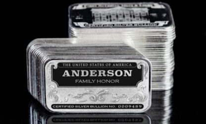 'Personalized Name' Family Honor Silver Bars, Certified Silver Bullion