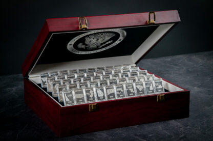 Wooden Display Chest with All 50-States Silver Bars, One of Each State, .999 Fine Silver, Left Side View #2