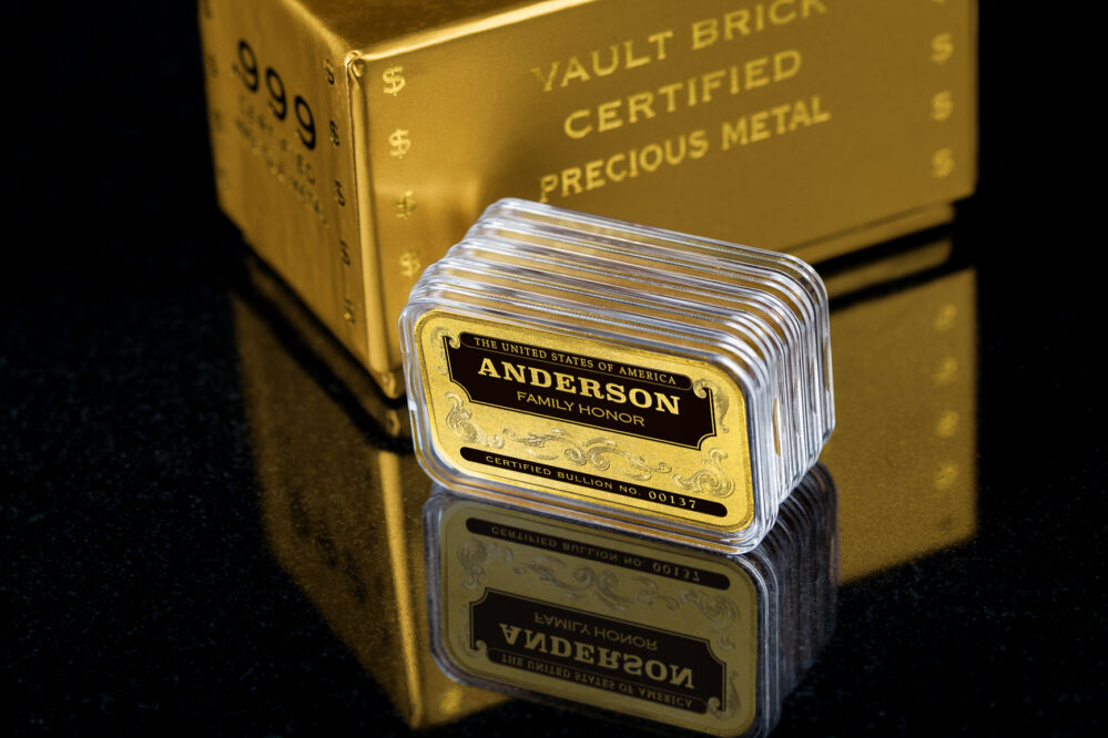 24K Gold Plated Personalized Bars - Lincoln Treasury