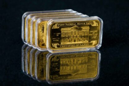 'Personalized Name' Family Honor Gold-Plated Silver Bars, Front Side with First National Mint and Trust, Certified 24K Gold-Plated .999 Fine Silver Bullion