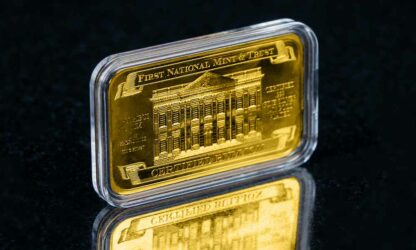 'Personalized Name' Family Honor Gold-Plated Silver Bars, Front Side with First National Mint and Trust, Certified 24K Gold-Plated .999 Fine Silver Bullion