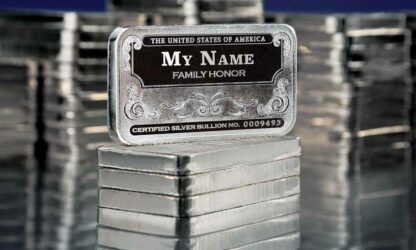 5oz Mega Stack of 'Personalized Name' Family Honor Silver Bars, Certified Silver Bullion