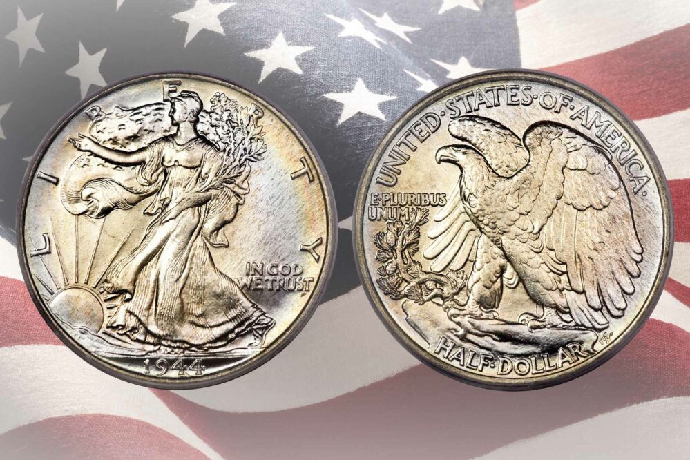 Walking Liberty Silver Half-Dollar (1944), United States of America, E Pluribus Unum, In God We Trust
