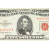 $5 US Treasury Red Seal Note, Abraham Lincoln's Face, 1963 Series