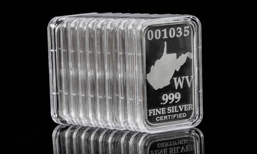 10 State Silver Bars, .999 Fine Silver