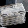 'Customized' City Silver Bars, Stack of 5 in Vault Brick Box, .999 Fine Silver