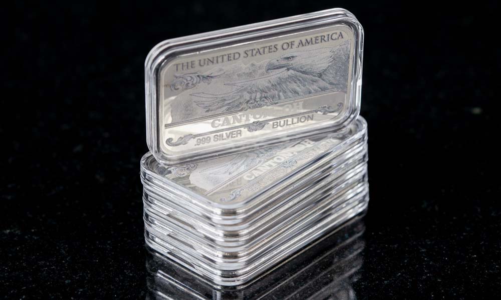 'Customized' City Silver Bars, Stack of 5 Bars, .999 Fine Silver