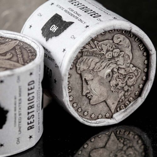 State Morgan Silver Dollar Rolls, Set Close Up, All 50 States Available - Exclusive Lincoln Treasury State Design.