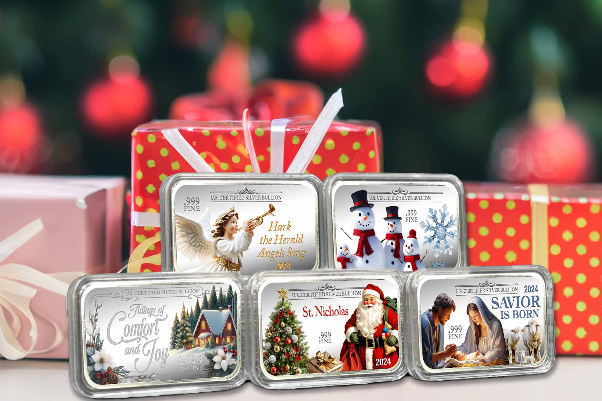 Personalized Christmas Silver Bars - All 5 Set