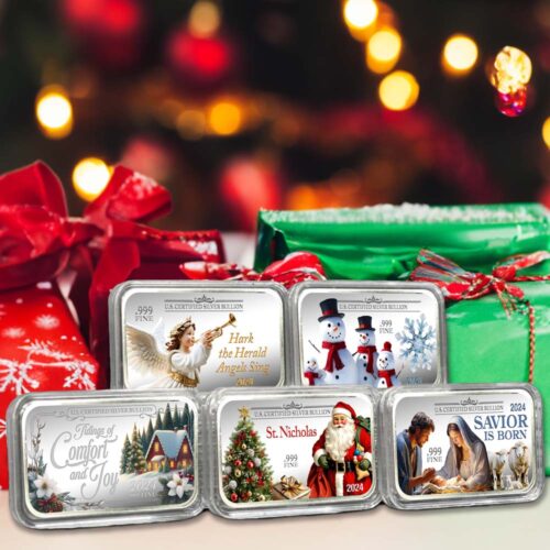 Personalized Christmas Silver Bars - All 5 Set