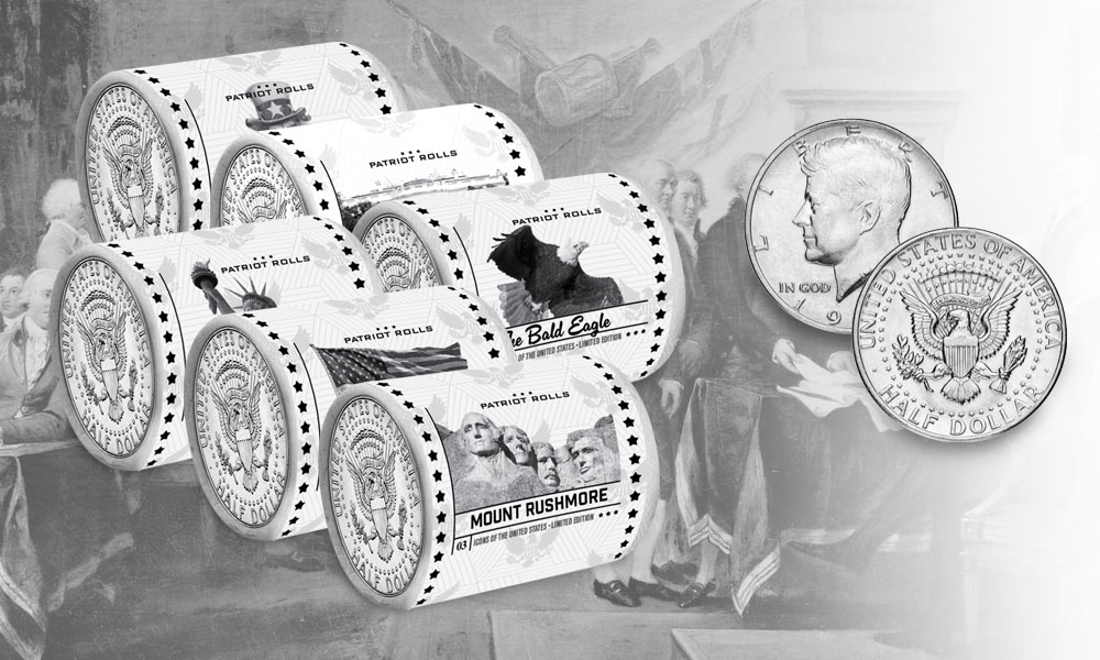 Patriot Rolls - All 6 Rolls w/ JFK Half Dollar Coin