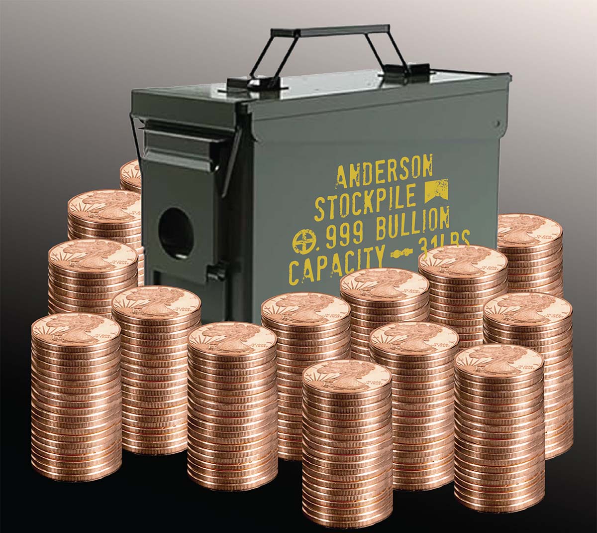 Personalized U.S. Armory box with Walking Liberty Copper Rounds