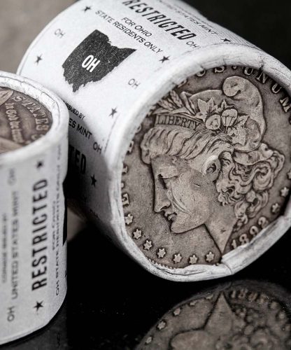 State Morgan Silver Dollar Rolls, Set Close Up, All 50 States Available - Exclusive Lincoln Treasury State Design.